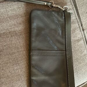 Coach grey Leather Wristlet